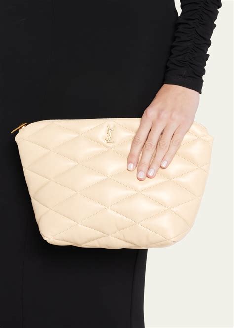 Saint Laurent Sade YSL Quilted Lambskin Pouch Clutch Bag